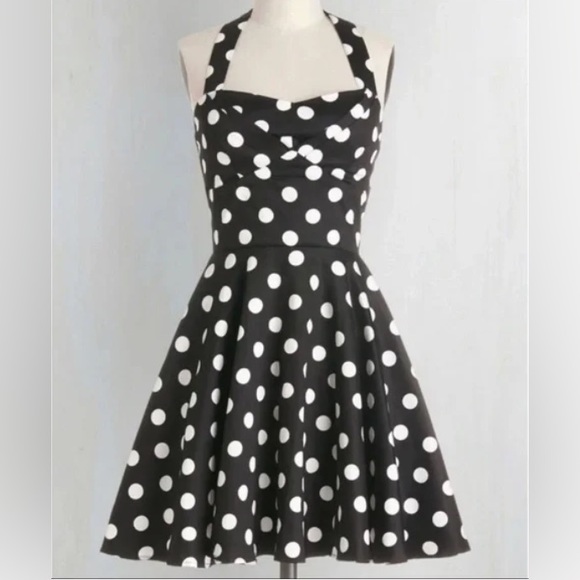 Black and White Polka Dot Pin Up 50’s Retro Dress - Picture 1 of 2